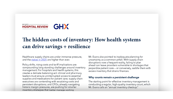 Image for The hidden costs of inventory: How health systems can drive savings + resilience