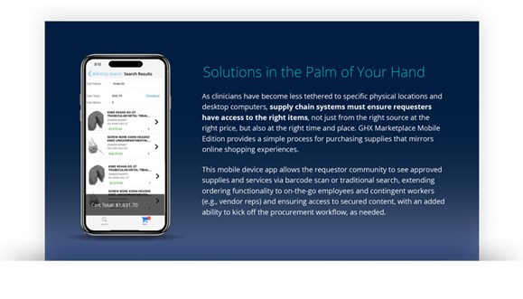 Image for GHX Marketplace Mobile Edition: Solutions in the Palm of Your Hand