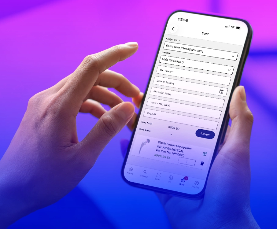 Hand tapping a smartphone screen showing an order form